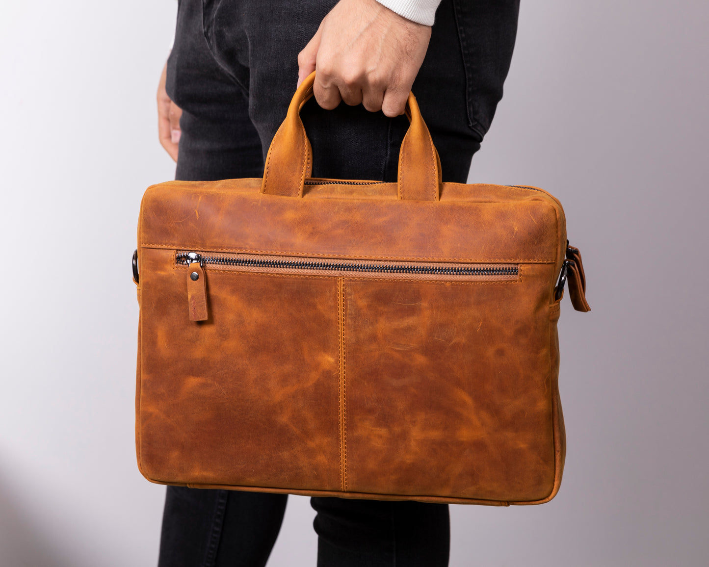 Leather Notebook/Macbook Bag 16" - Brown