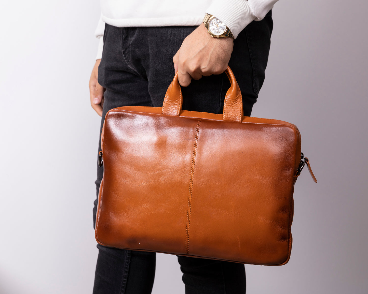 Leather Notebook/Macbook Bag 16" - Rustic Brown