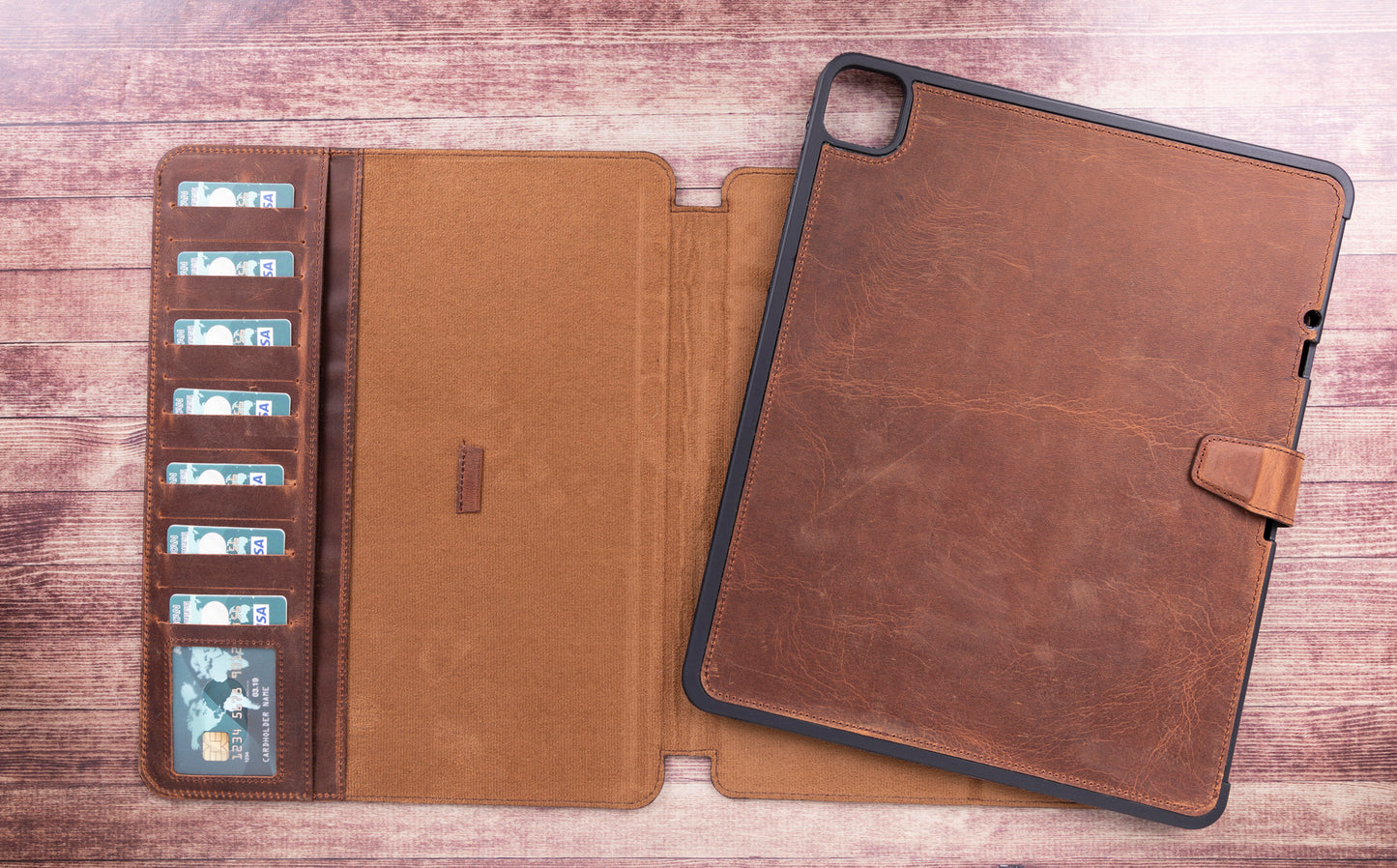 Apple iPad Pro (12.9") Leather Detachable Wallet Case - Teak Brown