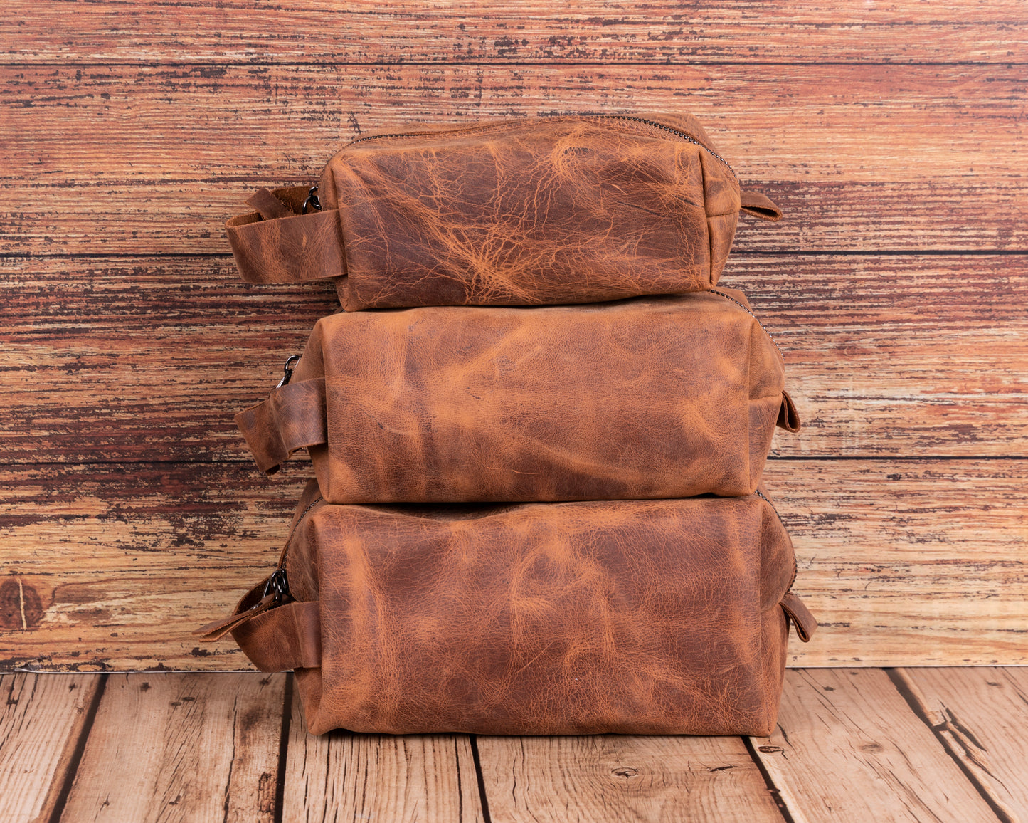 Leather Women Make Up Bag - Antic Brown