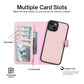 iPhone 14 (6.1") Leather MagSafe RFID Detachable Double Wallet Case - Pink
