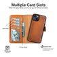 iPhone 14 (6.1") Leather MagSafe RFID Detachable Wallet Case - Rustic Brown