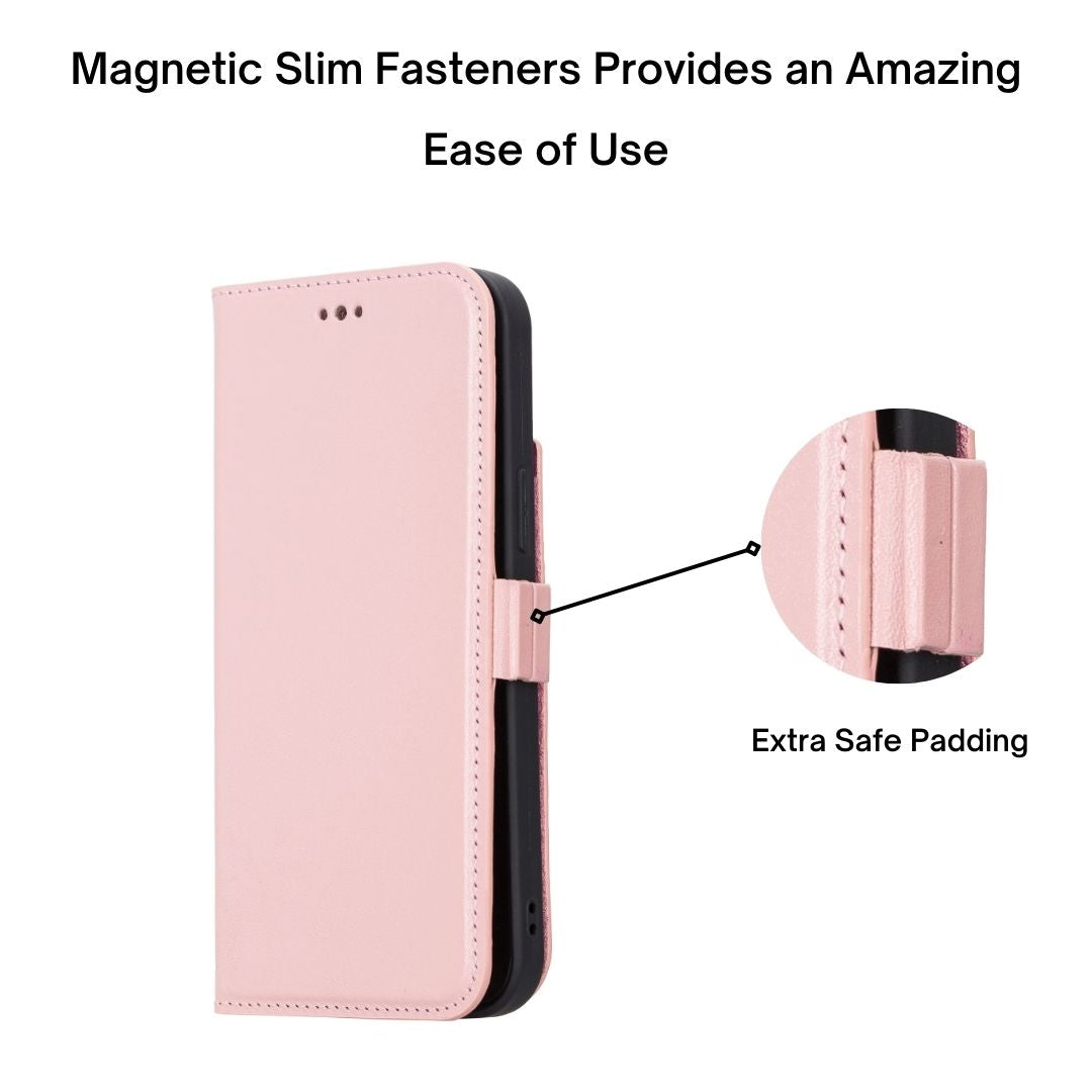 iPhone 14 Plus (6.7") Leather MagSafe RFID Stand Wallet Case - Pink