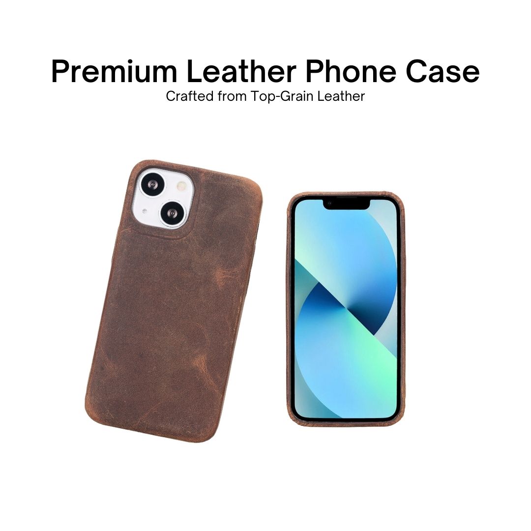 iPhone 13 Mini (5.4") Full Leather MagSafe Snap On Case  - Teak Brown