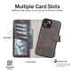 iPhone 14 (6.1") Leather MagSafe RFID Detachable Double Wallet Case - Rustic Black