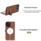 iPhone 13 Pro Max (6.7") Leather MagSafe Stand Wallet Case RFID Protection  - Teak Brown
