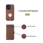 iPhone 14 Pro (6.1") Leather MagSafe RFID Detachable Double Wallet Case - Teak Brown