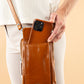 Leather Crossbody Phone Bag - Rustic Black
