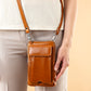 Leather Crossbody Phone Bag - Light Brown