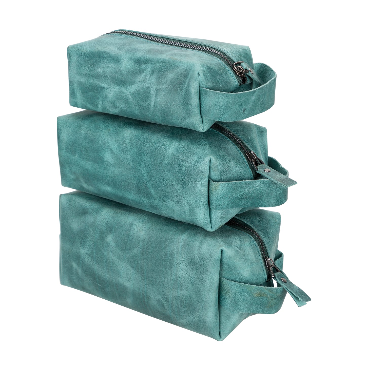 Leather Women Make Up Bag - Antic Green