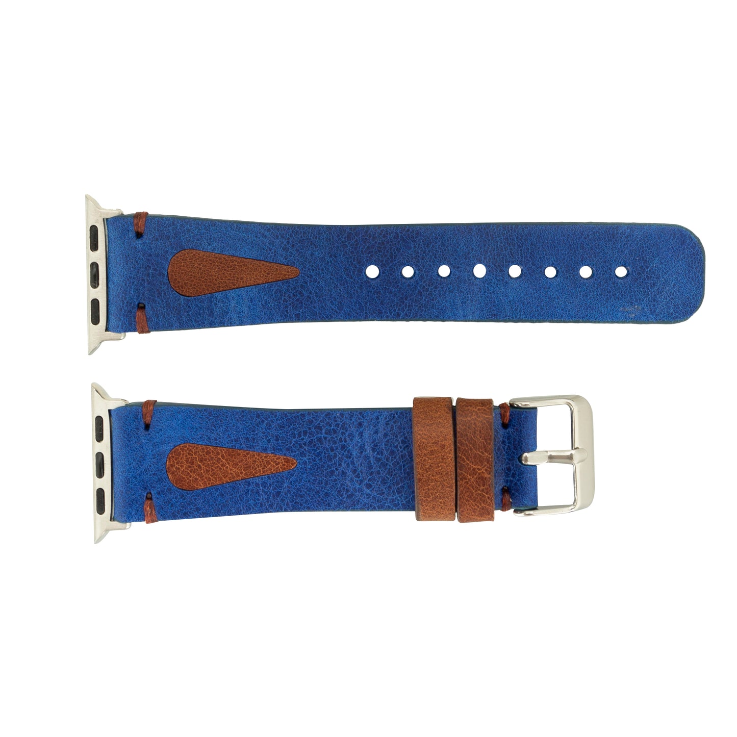 Dual Color Leather Apple Watch Band - Brown/Blue