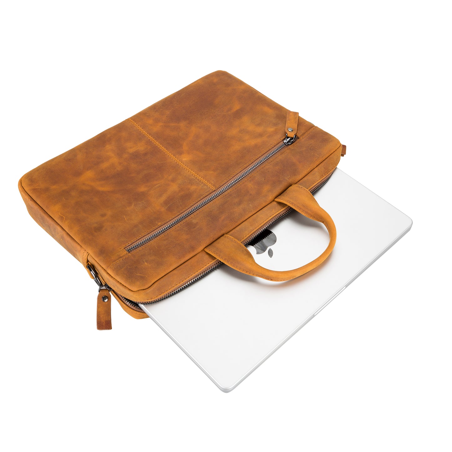 Leather Notebook/Macbook Bag 14" - Brown