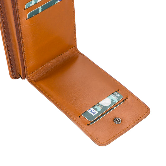 Awjin Leather Phone Bag Up to 6.7" - Rustic Brown