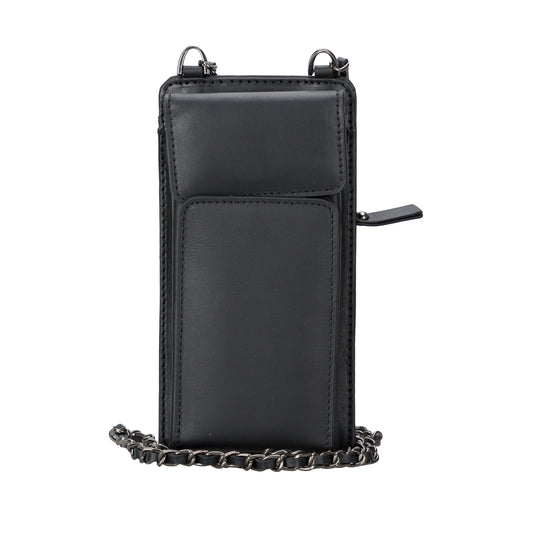 Awjin Leather Phone Bag Up to 6.7" - Rustic Black