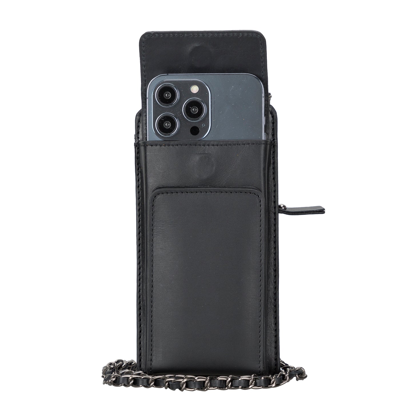 Awjin Leather Phone Bag Up to 6.7" - Rustic Black