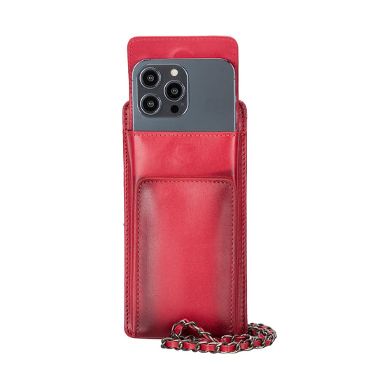 Awjin Leather Phone Bag Up to 6.7" - Rustic Red