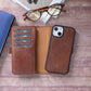 iPhone 14 (6.1") Leather MagSafe RFID Detachable Double Wallet Case - Teak Brown