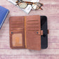 iPhone 14 Plus (6.7") Leather MagSafe RFID Detachable Double Wallet Case - Teak Brown