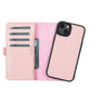iPhone 14 Pro (6.1") Leather MagSafe RFID Detachable Double Wallet Case - Pink