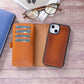iPhone 14 (6.1") Leather MagSafe RFID Detachable Double Wallet Case - Rustic Brown
