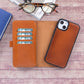 iPhone 14 Plus (6.7") Leather MagSafe RFID Detachable Double Wallet Case - Rustic Brown