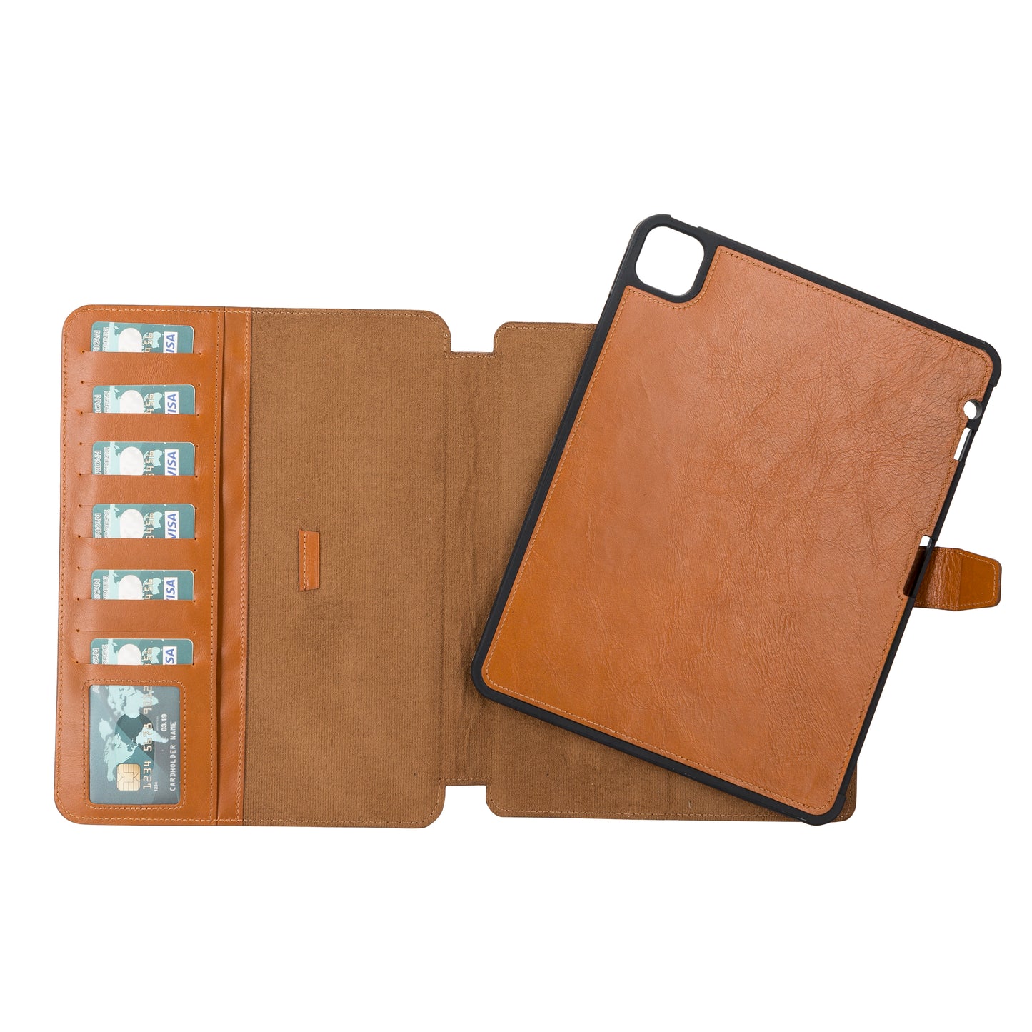 Apple iPad Pro (11")  Leather Detachable Wallet Case - Light Brown