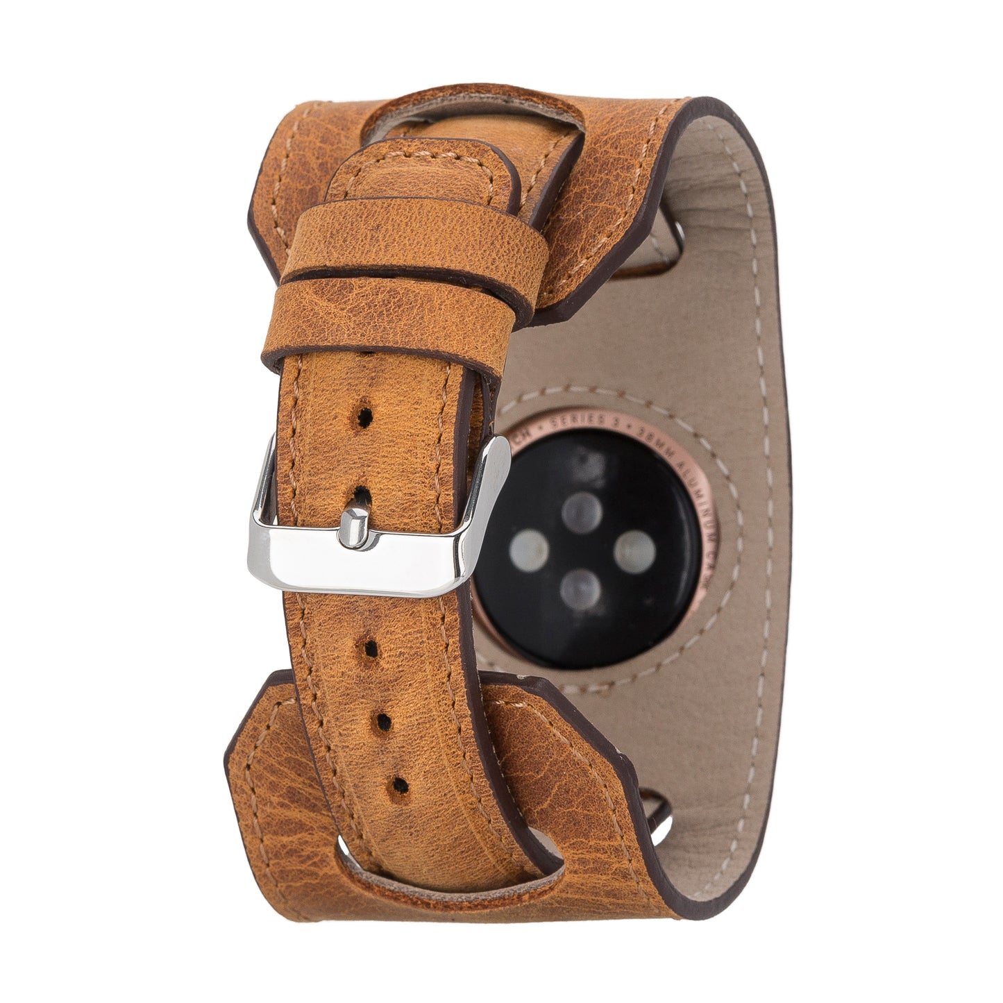 Jersey Cuff Leather Apple Watch Band - Camel