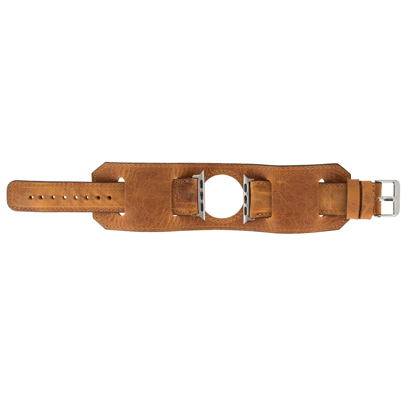 Jersey Cuff Leather Apple Watch Band - Camel