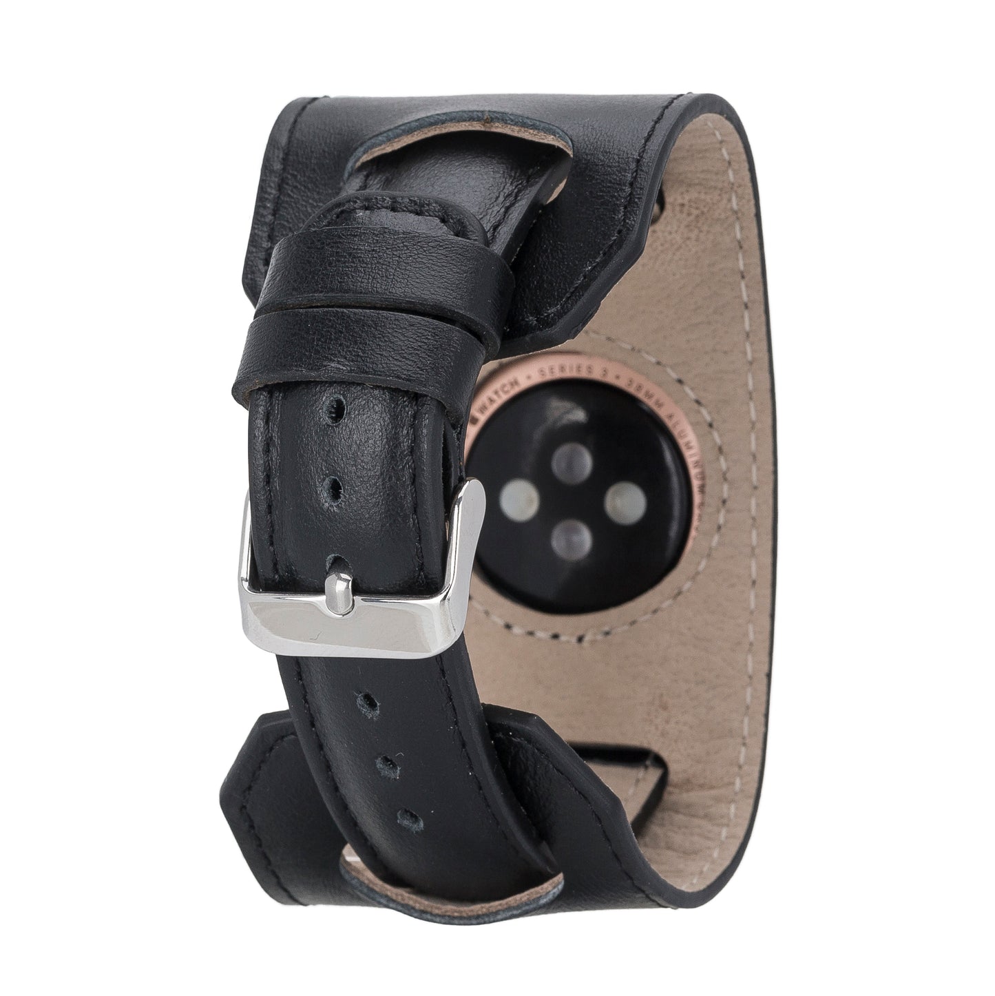 Jersey Cuff Leather Apple Watch Band - Black