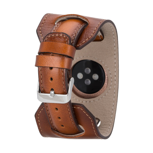Jersey Cuff Leather Apple Watch Band - Rustic Brown