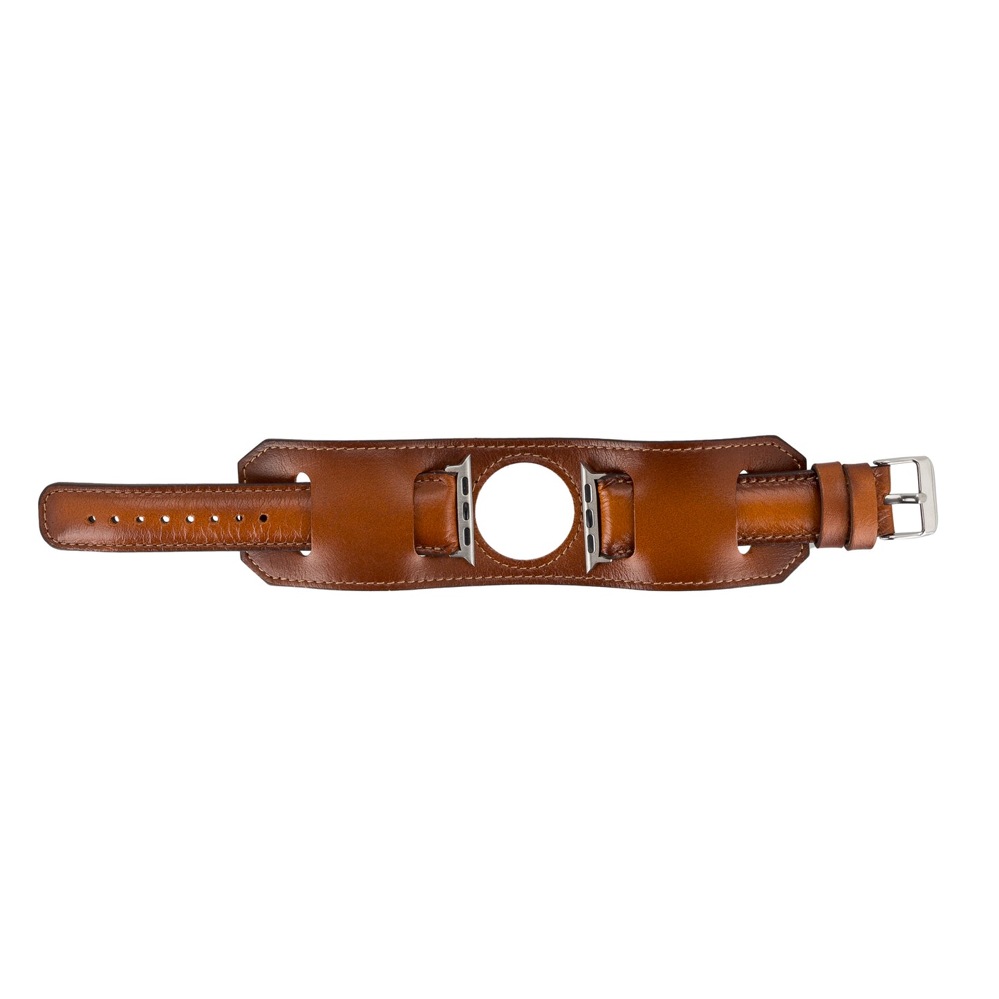 Jersey Cuff Leather Apple Watch Band - Rustic Brown