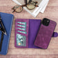 iPhone 13 (6.1") Leather MagSafe RFID Magnetic Detachable Wallet Case  - Purple
