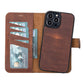 iPhone 13 Pro Max (6.7") Leather MagSafe RFID Magnetic Detachable Wallet Case  - Teak Brown