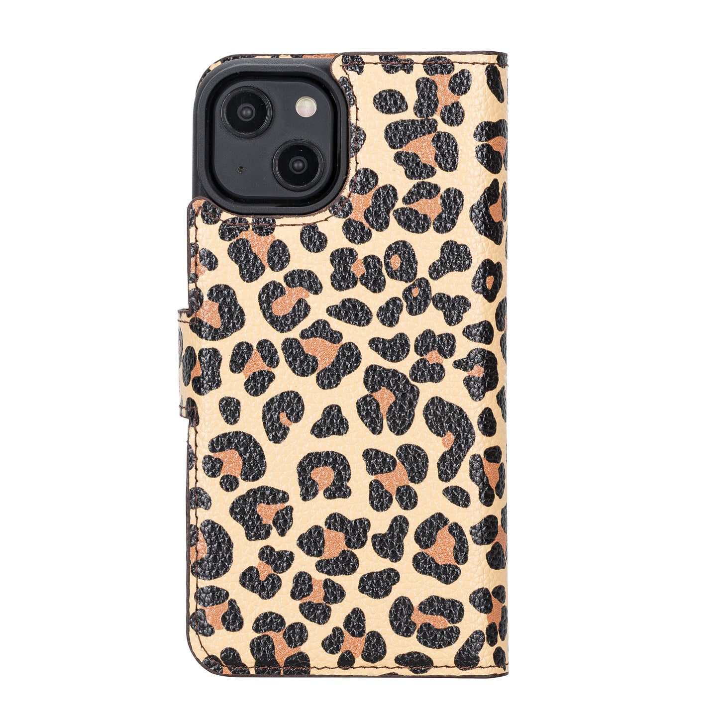 iPhone 14 (6.1") Leather MagSafe RFID Detachable Wallet Case - Leopard