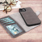 iPhone 13 (6.1") Leather MagSafe RFID Magnetic Detachable Wallet Case  - Rustic Black