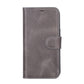 iPhone 13 (6.1") Leather MagSafe RFID Magnetic Detachable Wallet Case  - Rustic Black