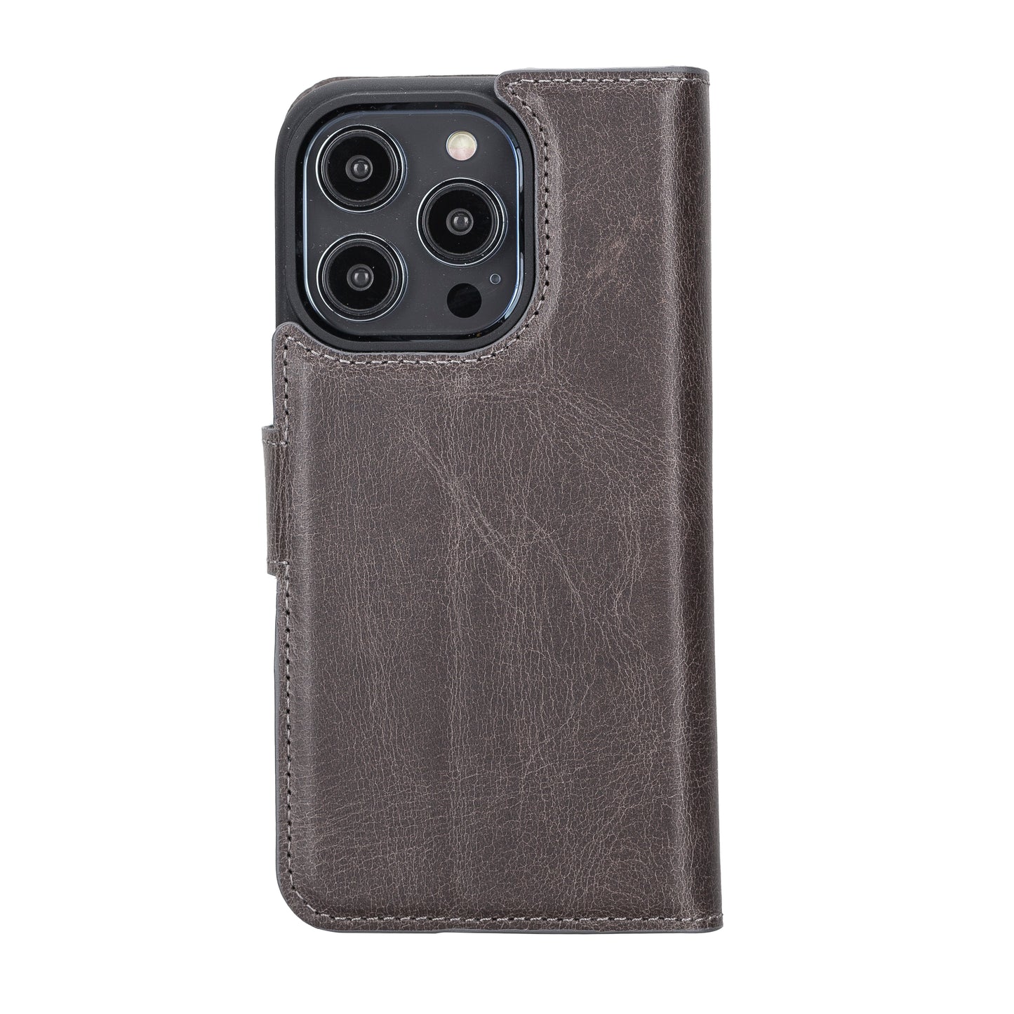 iPhone 14 Pro (6.1") Leather MagSafe RFID Detachable Wallet Case - Rustic Black