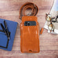 Leather Crossbody Phone Bag - Light Brown