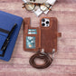 iPhone 14 Pro (6.1") Crossbody Leather MagSafe Wallet Case - Teak Brown