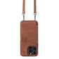 iPhone 14 Pro Max (6.7") Crossbody Leather MagSafe Wallet Case - Teak Brown