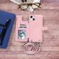 iPhone 14 Plus (6.7") Crossbody Leather MagSafe Wallet Case - Pink