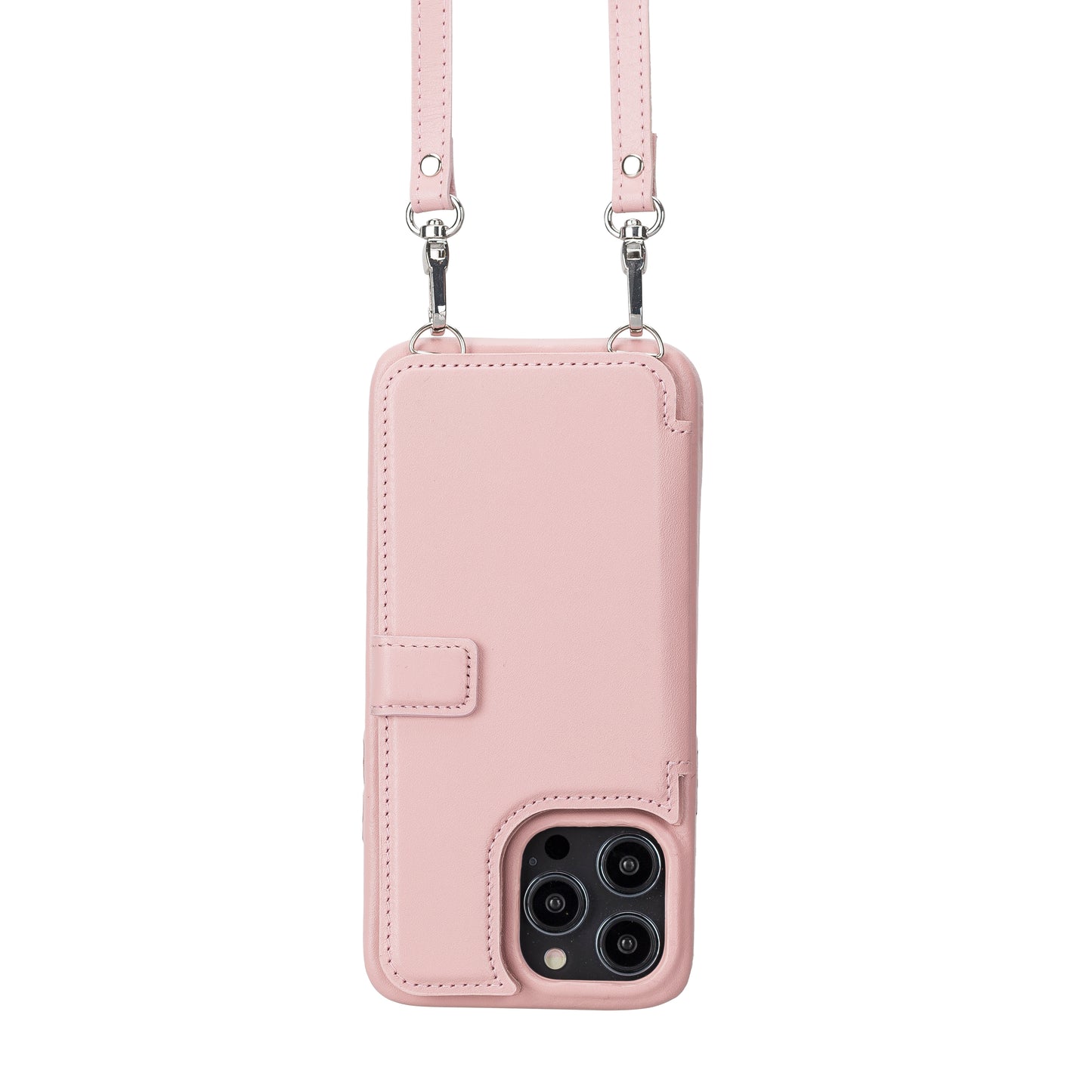iPhone 14 Pro Max (6.7") Crossbody Leather MagSafe Wallet Case - Pink