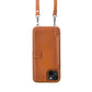 iPhone 14 Plus (6.7") Crossbody Leather MagSafe Wallet Case - Rustic Brown