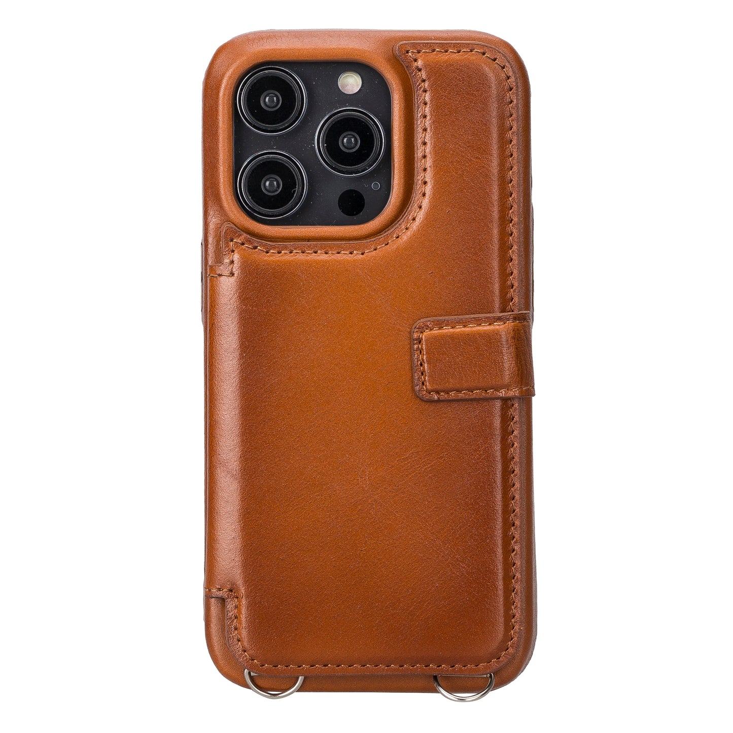 iPhone 14 Pro (6.1") Crossbody Leather MagSafe Wallet Case - Rustic Brown