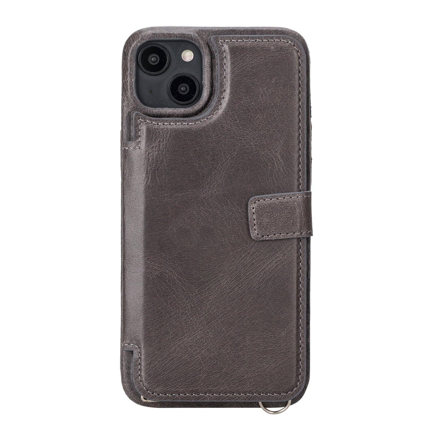 iPhone 14 Plus (6.7") Crossbody Leather MagSafe Wallet Case - Rustic Black