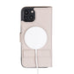 iPhone 13 (6.1") Leather MagSafe Stand Wallet Case RFID Protection  - Beige