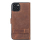 iPhone 13 Pro (6.1") Leather MagSafe Stand Wallet Case RFID Protection  - Teak Brown
