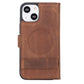 iPhone 13 Mini (5.4") Leather MagSafe Stand Wallet Case RFID Protection  - Teak Brown