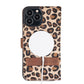 iPhone 13 Pro Max (6.7") Leather MagSafe Stand Wallet Case RFID Protection  - Furry Leopard
