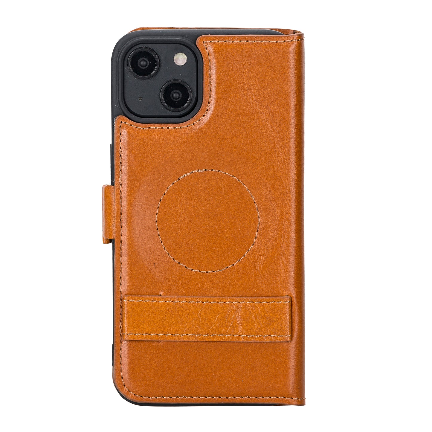 iPhone 14 (6.1") Leather MagSafe RFID Stand Wallet Case - Brown